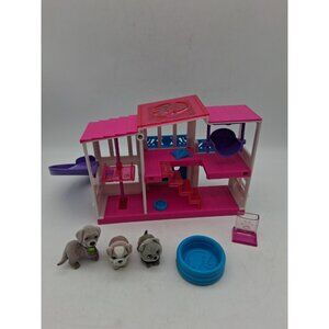 Barbie Pet Dreamhouse 2 sided Play Set w/Pool 3 Fuzzy Flocked Puppies